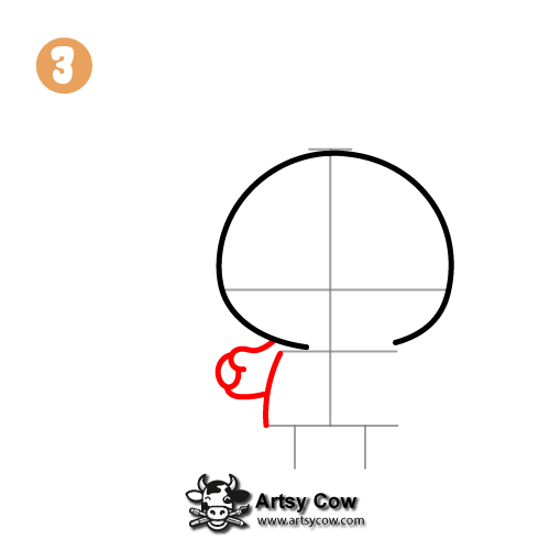 Step 3 of teddy bear drawing easy step by step with balloons, focusing on drawing the teddy bear's arm and hand.